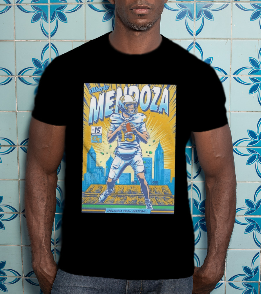 Alberto Mendoza Georgia Tech Football No 15 Yellow Jackets T-Shirt