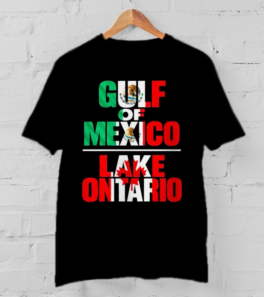 Gulf Of Mexico Lake Ontario Mexican Flag Canadian Maple Leaf Fusion T-Shirt