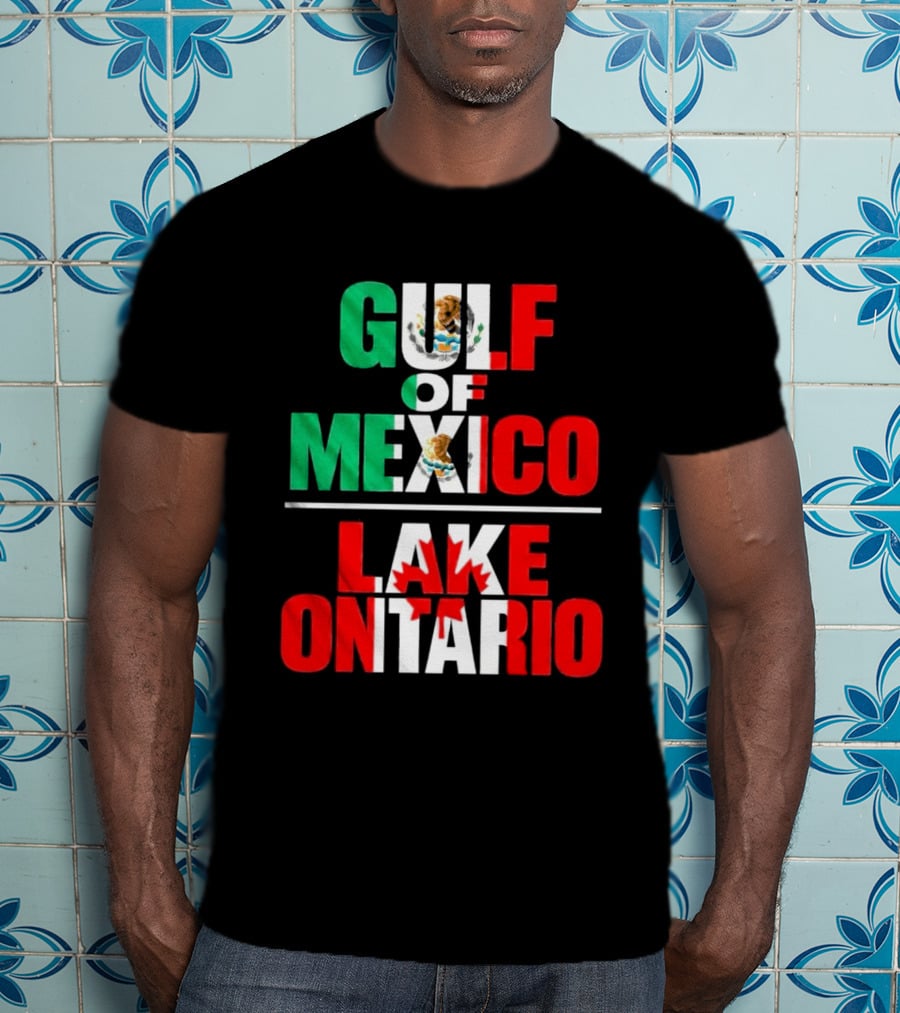 Gulf Of Mexico Lake Ontario Mexican Flag Canadian Maple Leaf Fusion T-Shirt