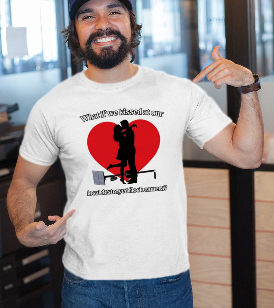 What If We Kissed At Our Local Destroyed Flock Camera Romantic Heart T-Shirt