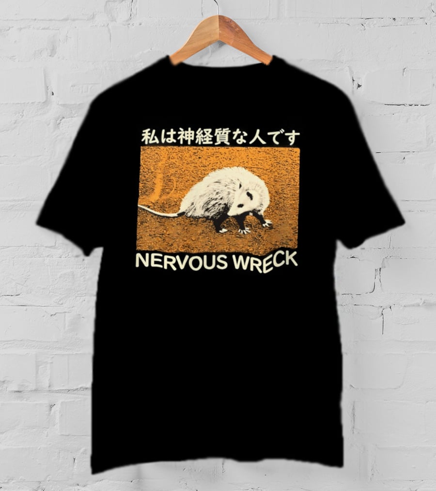 Opossum Nervous Wreck Vintage Style Wildlife Humor T-Shirt