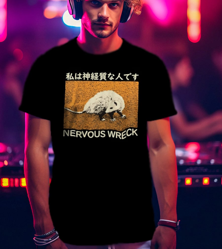 Opossum Nervous Wreck Vintage Style Wildlife Humor T-Shirt