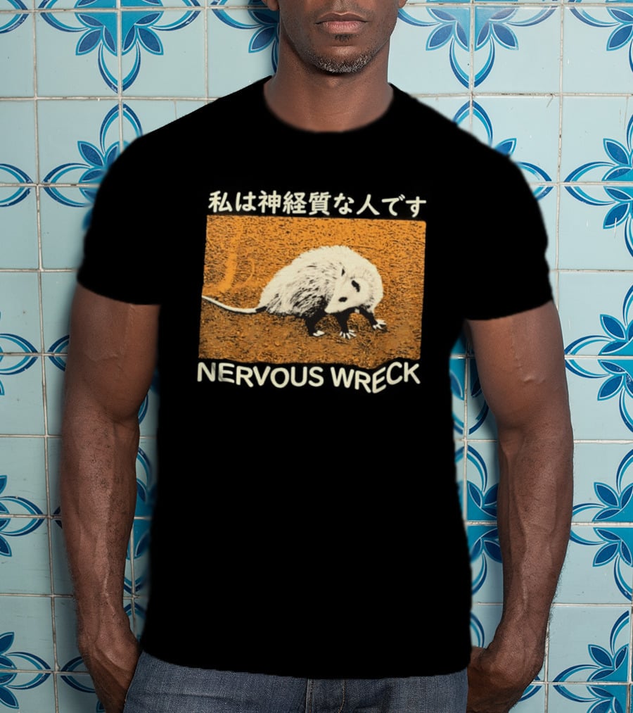 Opossum Nervous Wreck Vintage Style Wildlife Humor T-Shirt