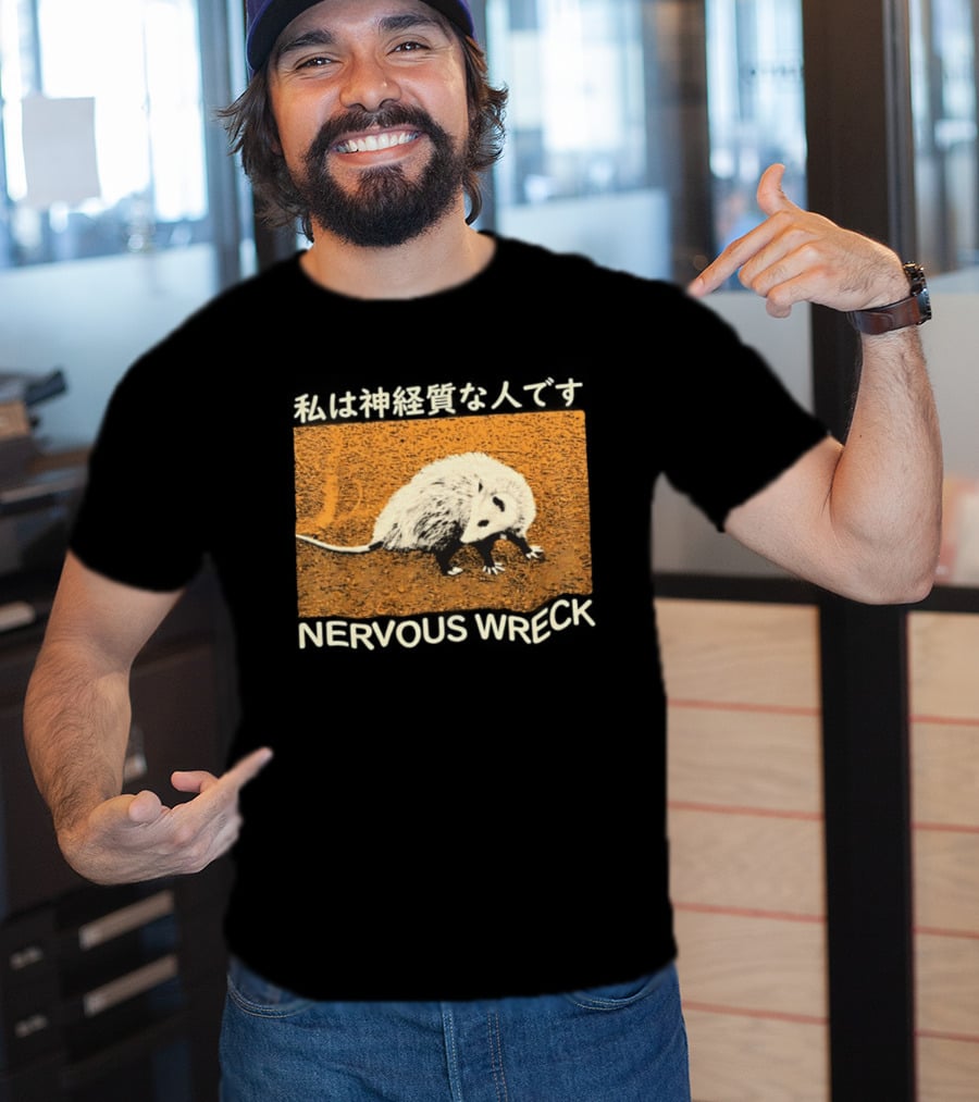 Opossum Nervous Wreck Vintage Style Wildlife Humor T-Shirt