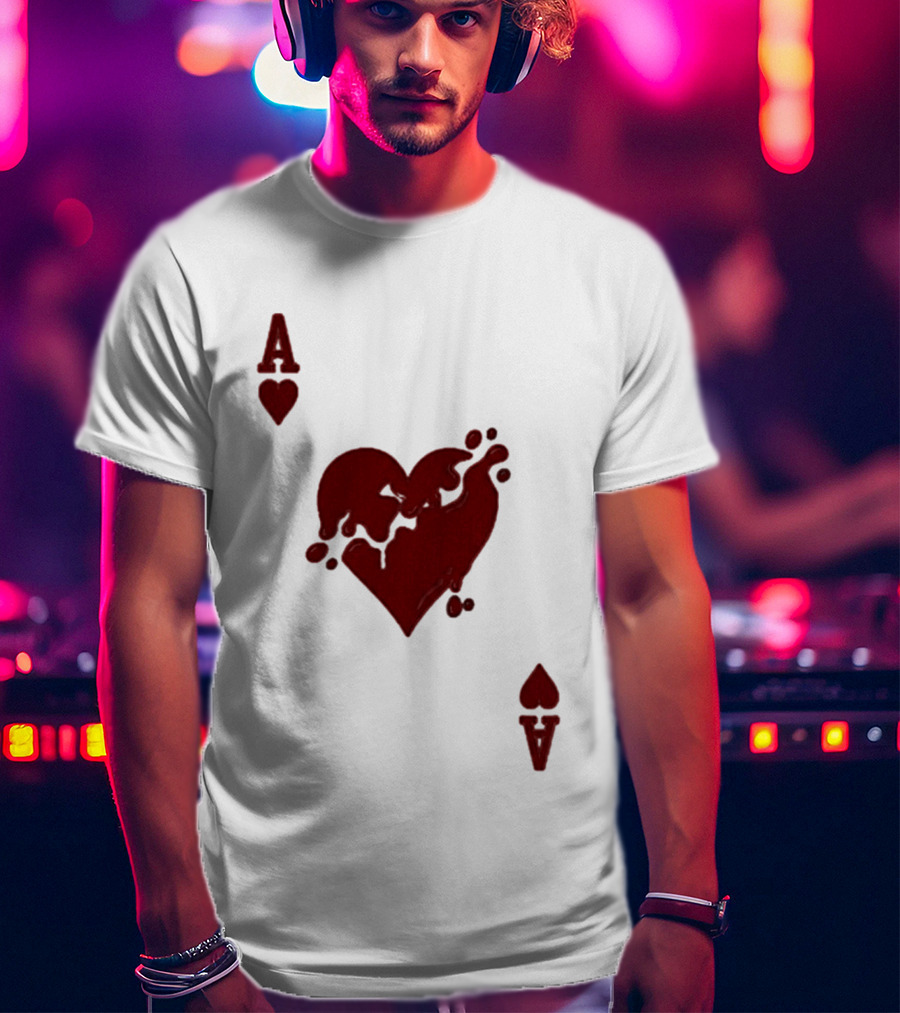 Ace Of Hearts Melting Card Visual T-Shirt