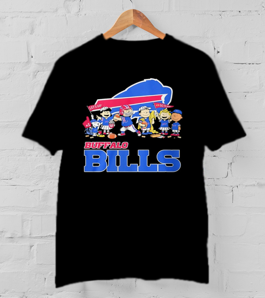 Peanuts Characters Supporting Buffalo Bills Team Fan Gear T-Shirt
