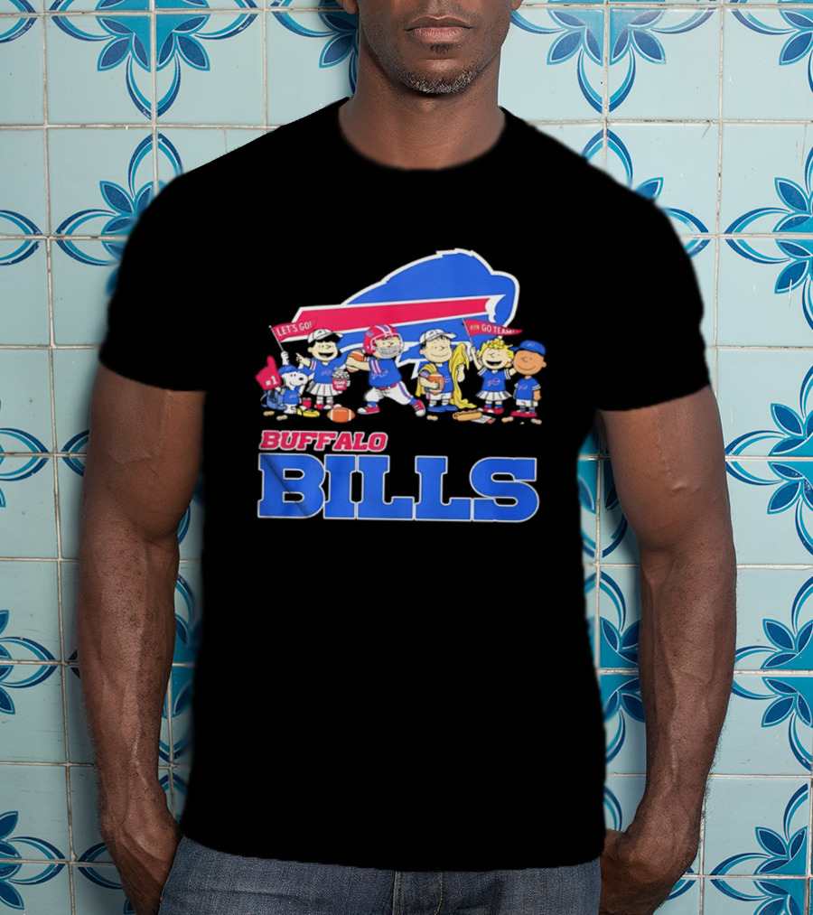 Peanuts Characters Supporting Buffalo Bills Team Fan Gear T-Shirt