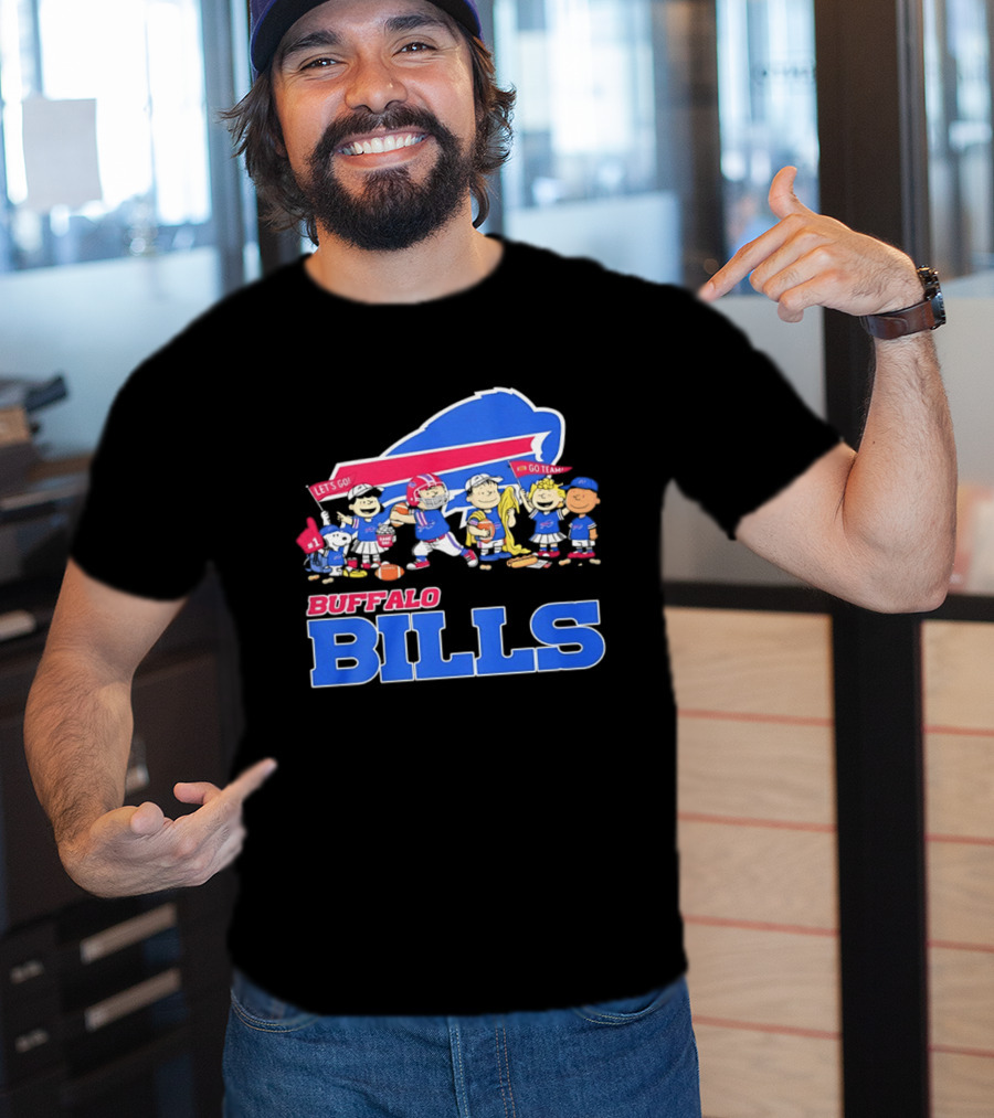 Peanuts Characters Supporting Buffalo Bills Team Fan Gear T-Shirt