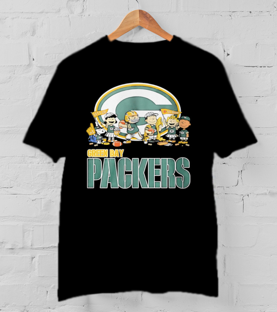 Peanuts Characters Celebrating Green Bay Packers Let's Go Go Team T-Shirt