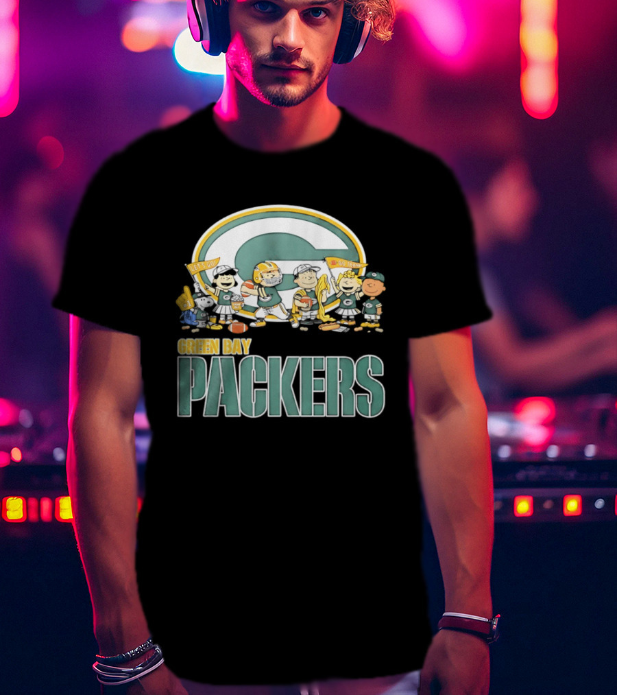 Peanuts Characters Celebrating Green Bay Packers Let's Go Go Team T-Shirt