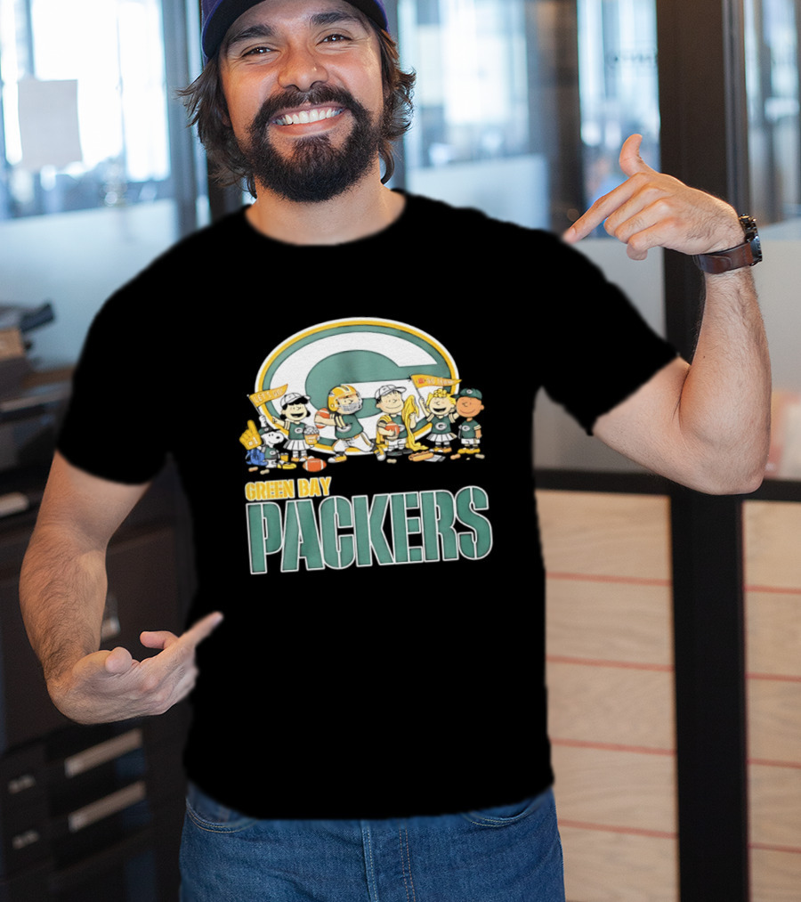 Peanuts Characters Celebrating Green Bay Packers Let's Go Go Team T-Shirt