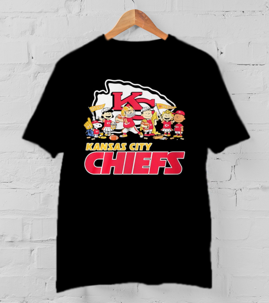 Kansas City Chiefs Peanuts Characters Go Team Let's Go T-Shirt