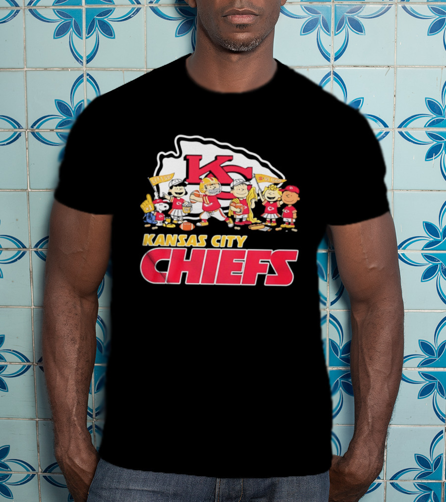 Kansas City Chiefs Peanuts Characters Go Team Let's Go T-Shirt