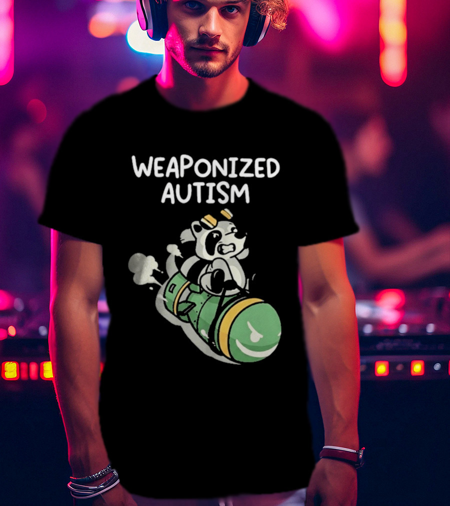 Weaponized Autism Raccoon Riding Missile T-Shirt