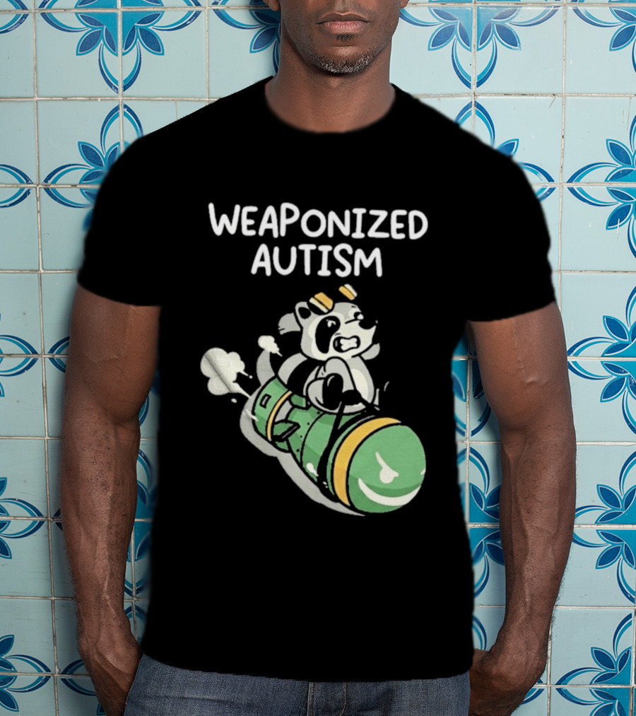 Weaponized Autism Raccoon Riding Missile T-Shirt
