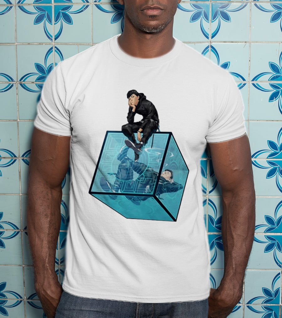 Ghostwire Tokyo Character Sitting On Cyber Cube T-Shirt