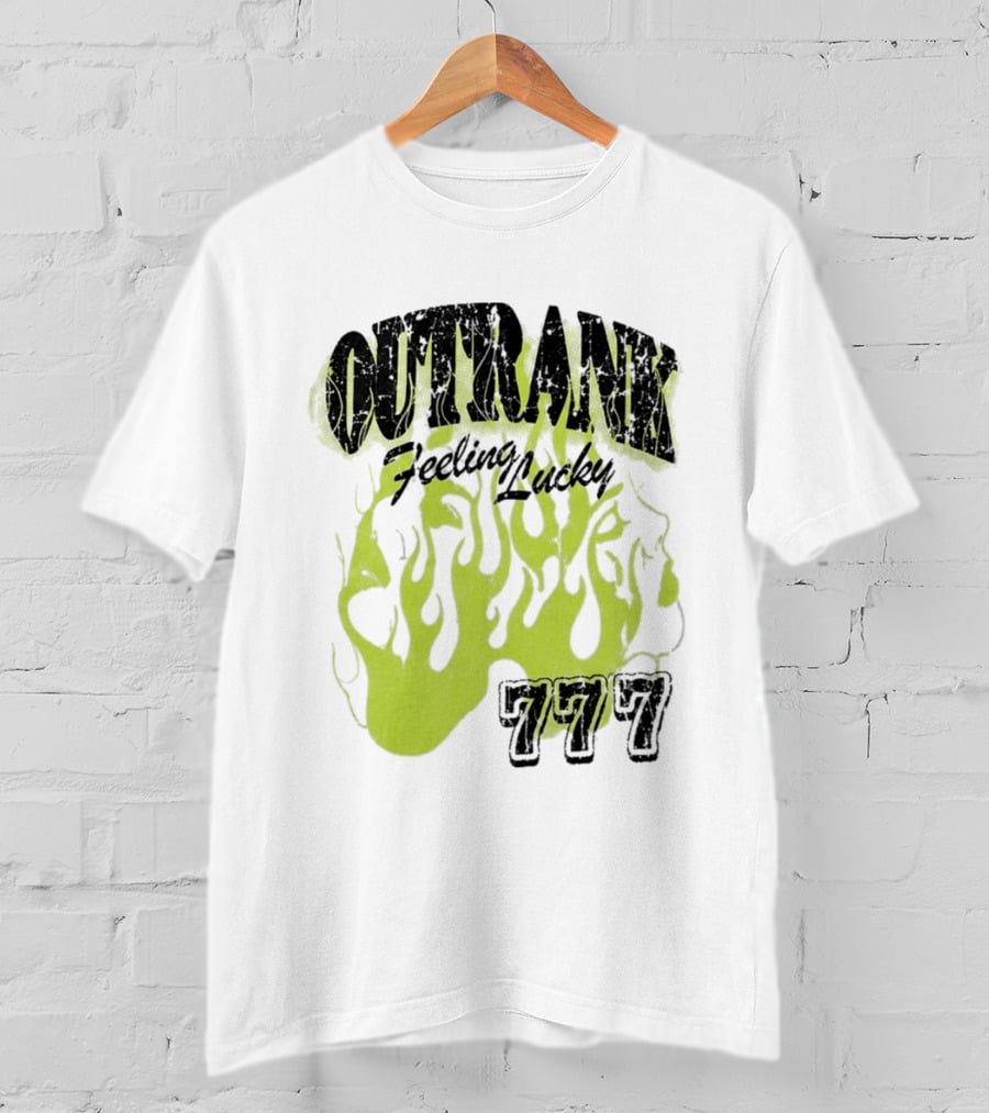 Outrank Feeling Lucky 777 Green Flames T-Shirt