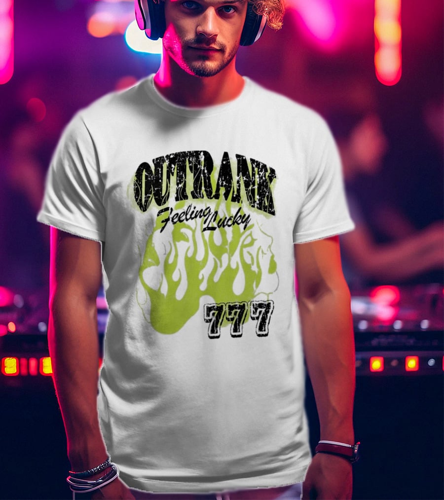 Outrank Feeling Lucky 777 Green Flames T-Shirt