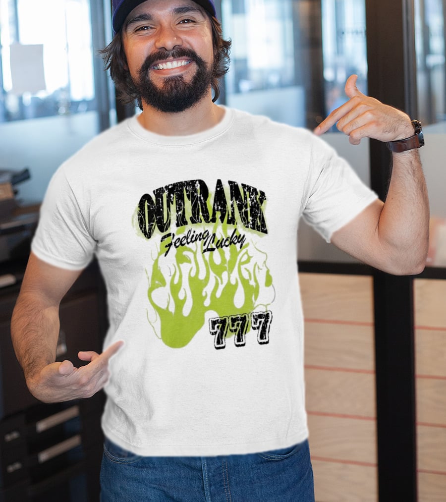 Outrank Feeling Lucky 777 Green Flames T-Shirt