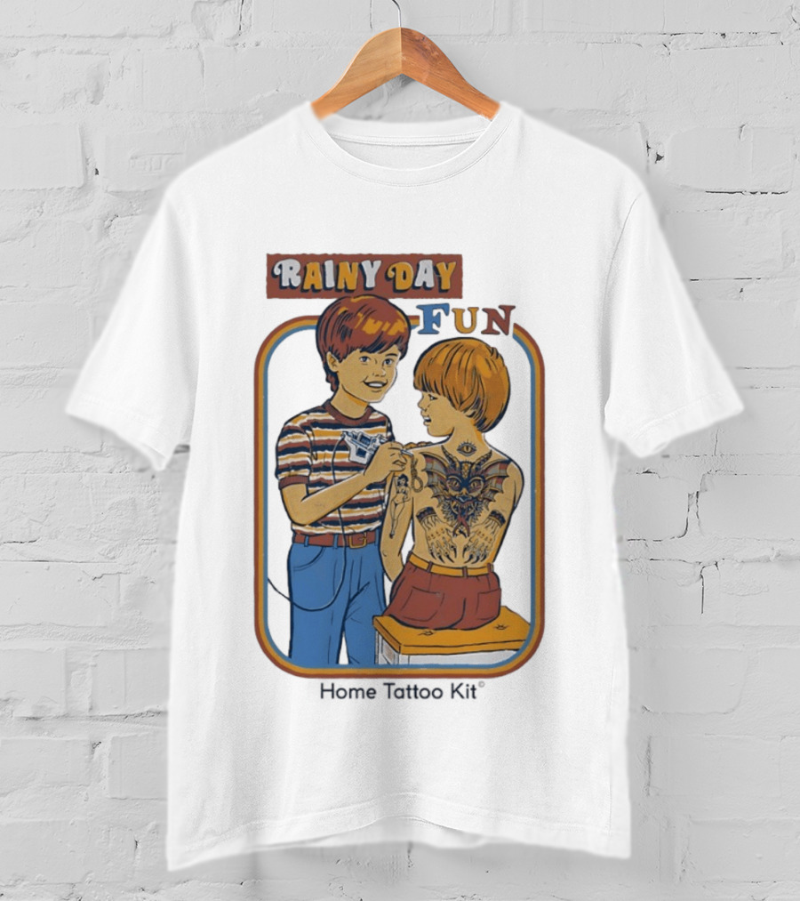 Rainy Day Fun Home Tattoo Kit Retro Style Boys With Tattoos T-Shirt