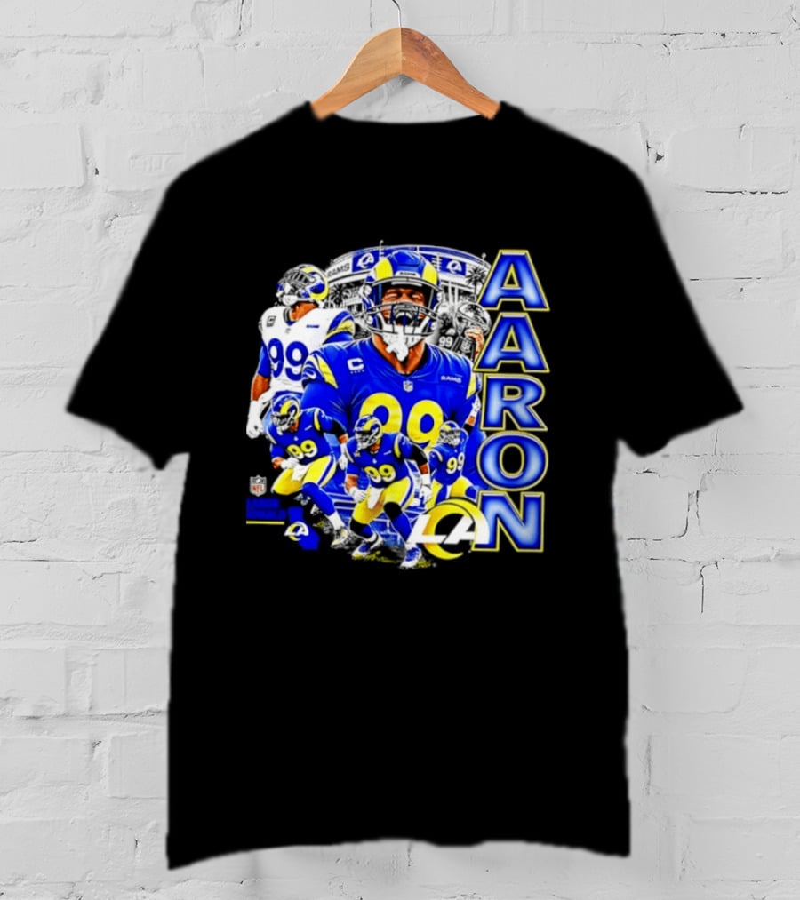Aaron Donald Los Angeles Rams 99 Blue Collage 90s Bootleg T-Shirt