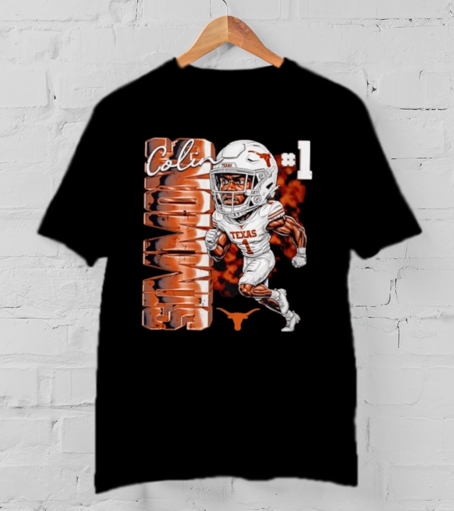 Colin Simmons #1 Texas Longhorns Football Caricature T-Shirt