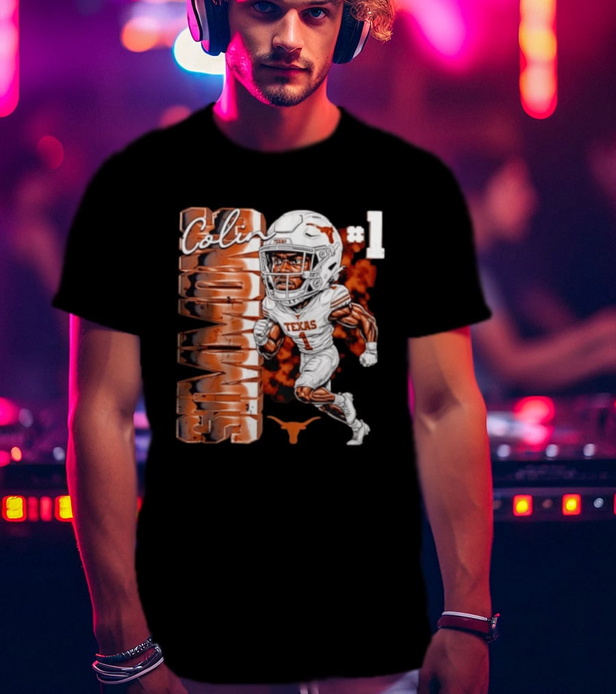 Colin Simmons #1 Texas Longhorns Football Caricature T-Shirt