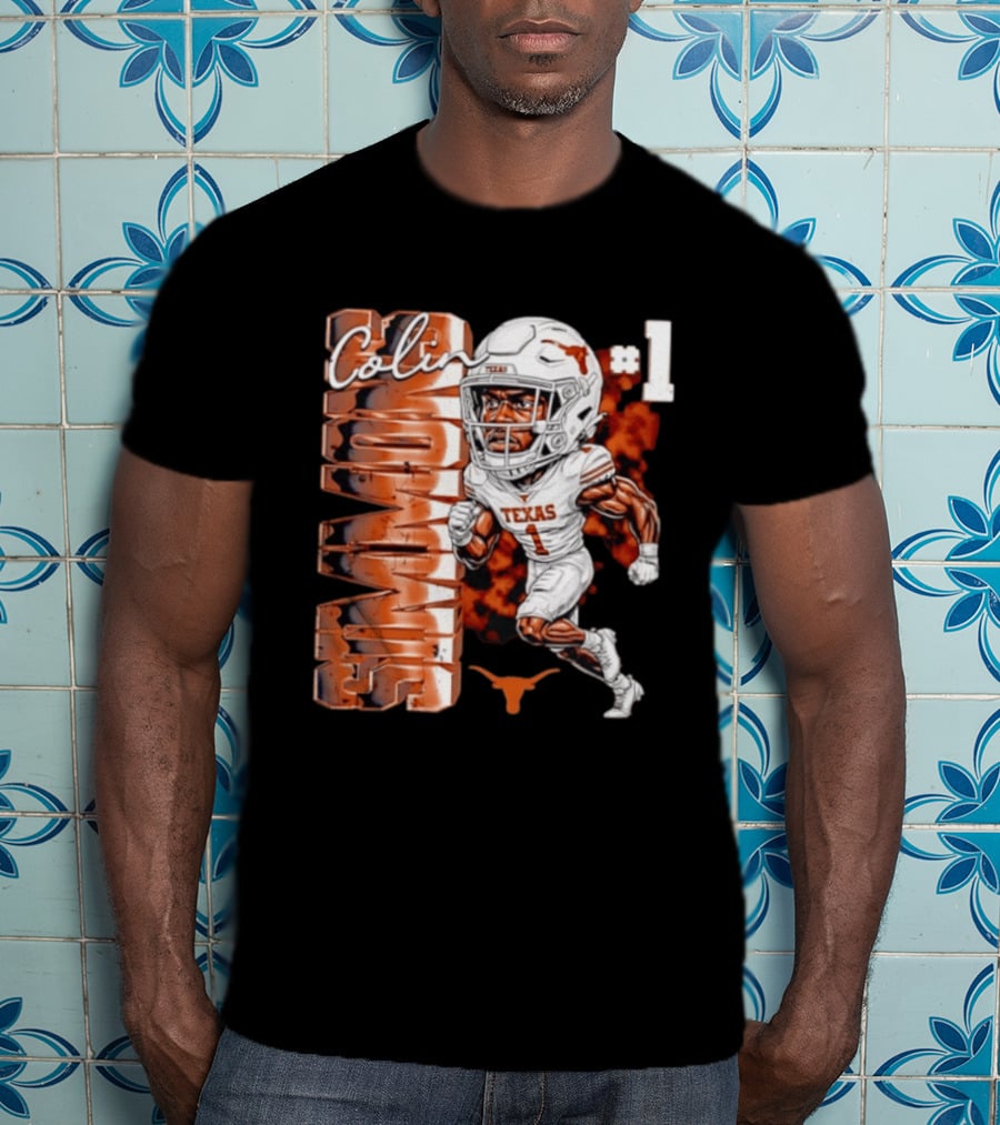 Colin Simmons #1 Texas Longhorns Football Caricature T-Shirt