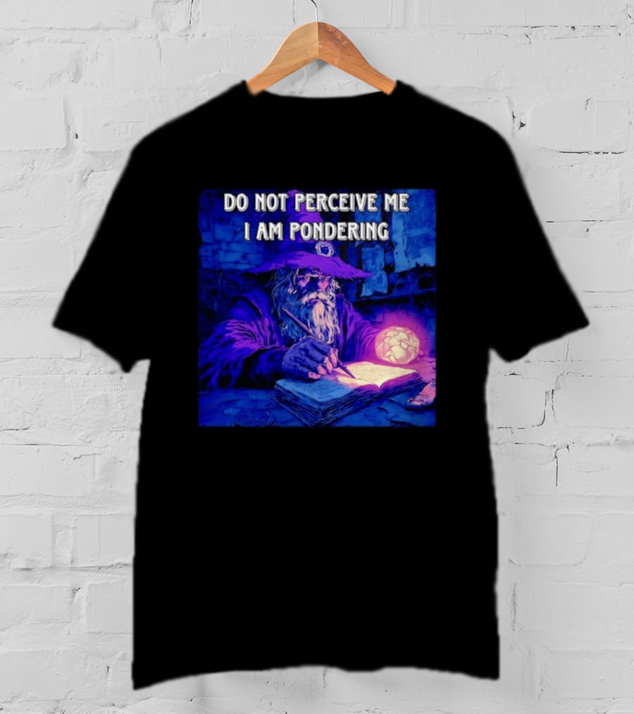Do Not Perceive Me I Am Pondering Wizard Magical Book And Glowing Orb T-Shirt