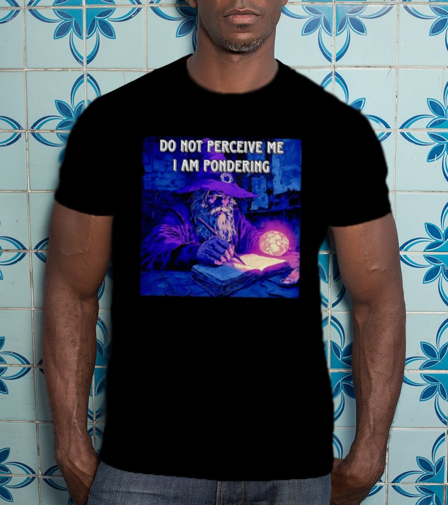 Do Not Perceive Me I Am Pondering Wizard Magical Book And Glowing Orb T-Shirt