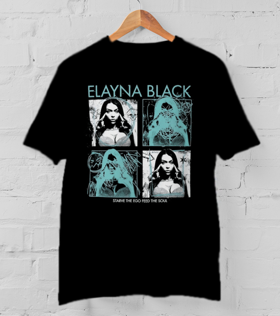 Elayna Black Starve The Ego Feed The Soul Portrait Grid T-Shirt