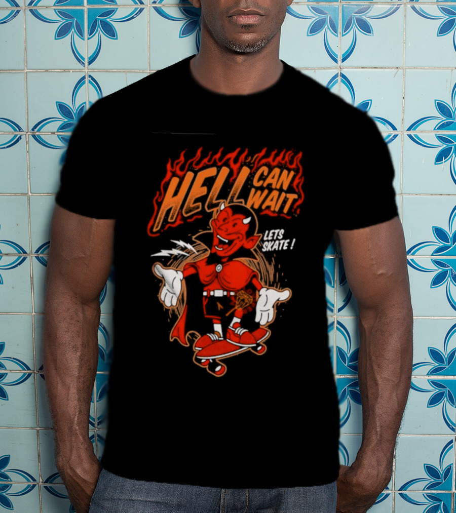 Hell Can Wait Let's Skate Devil Skateboarding T-Shirt