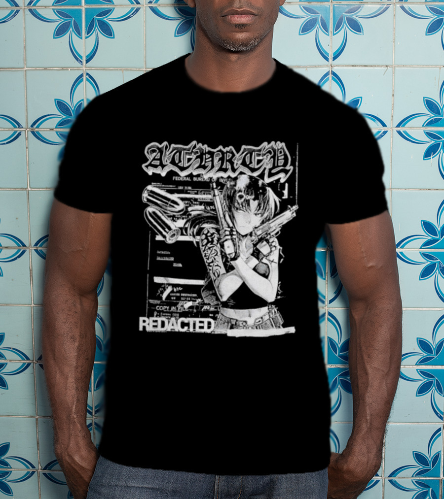 Top Revy With Gun Federal Bureau Of Investigation Redacted Anime Girl T-Shirt