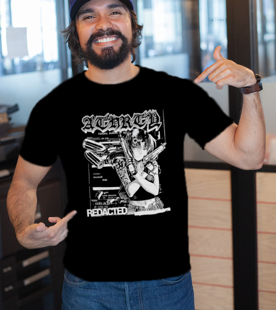 Top Revy With Gun Federal Bureau Of Investigation Redacted Anime Girl T-Shirt