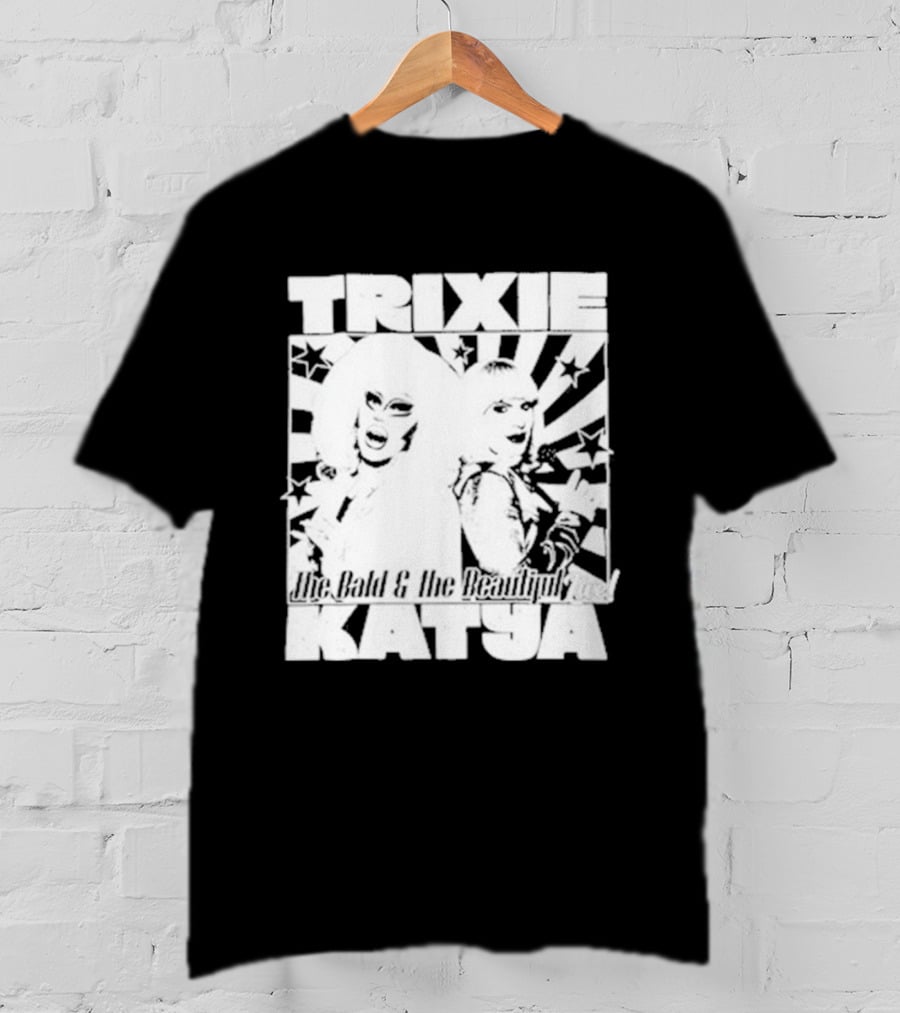 Trixie Katya The Bald And The Beautiful Stars Burst Microphone T-Shirt
