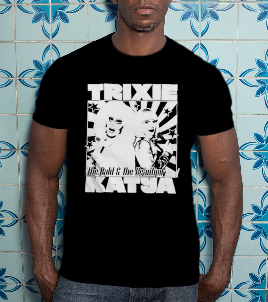 Trixie Katya The Bald And The Beautiful Stars Burst Microphone T-Shirt