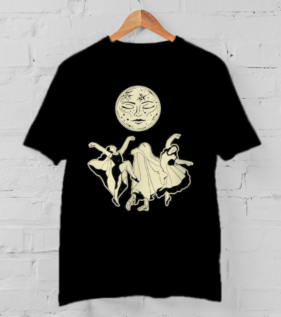 Two Girls Ghostly Dance Under Moon T-Shirt