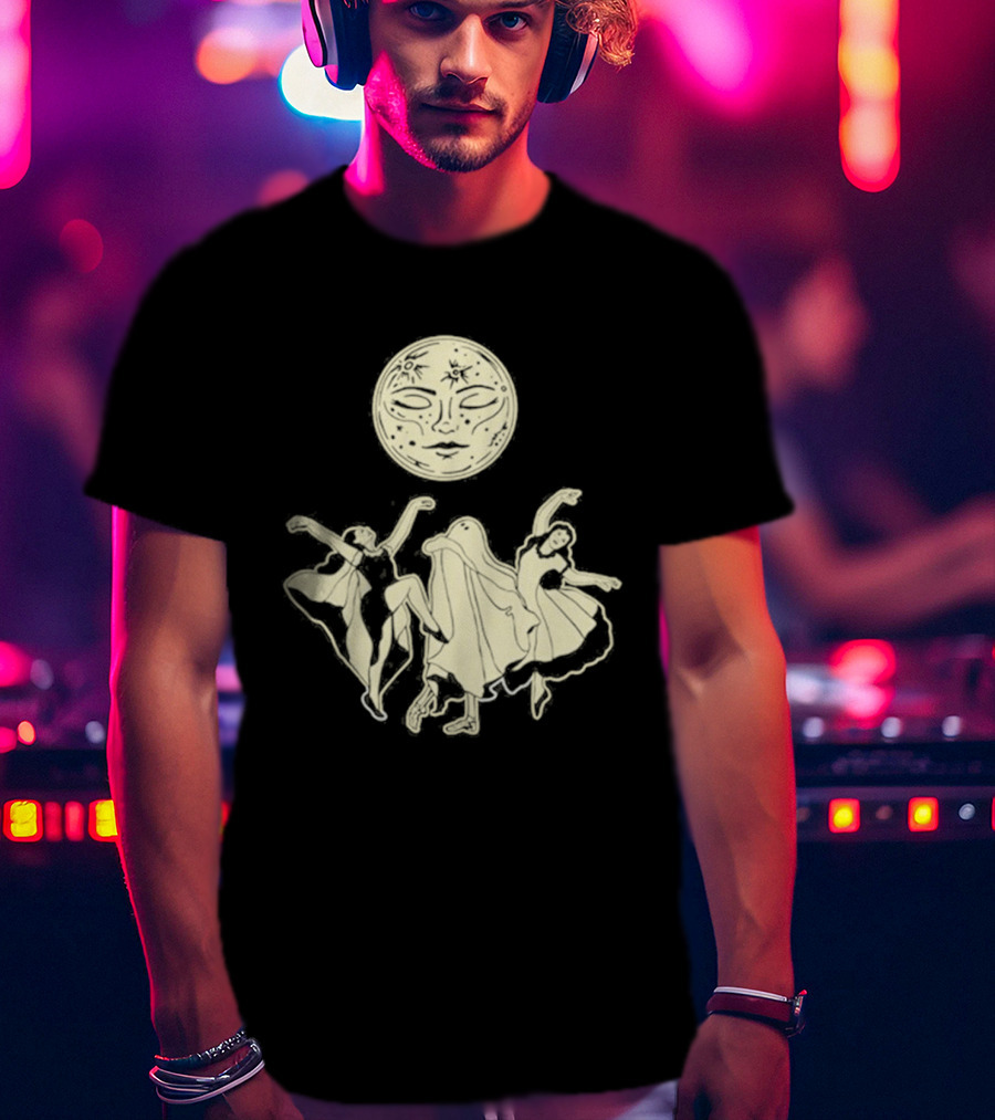 Two Girls Ghostly Dance Under Moon T-Shirt