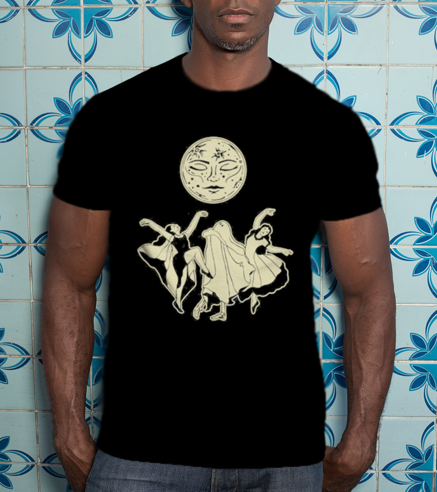 Two Girls Ghostly Dance Under Moon T-Shirt
