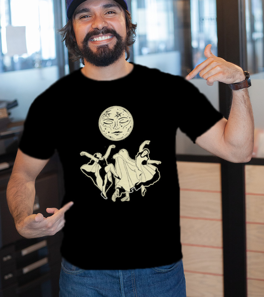 Two Girls Ghostly Dance Under Moon T-Shirt