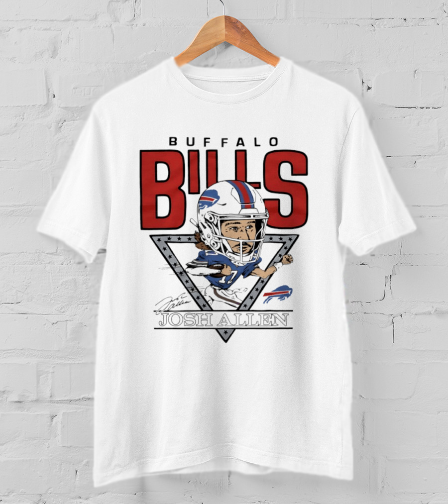 Buffalo Bills Josh Allen Football Caricature Triangle T-Shirt