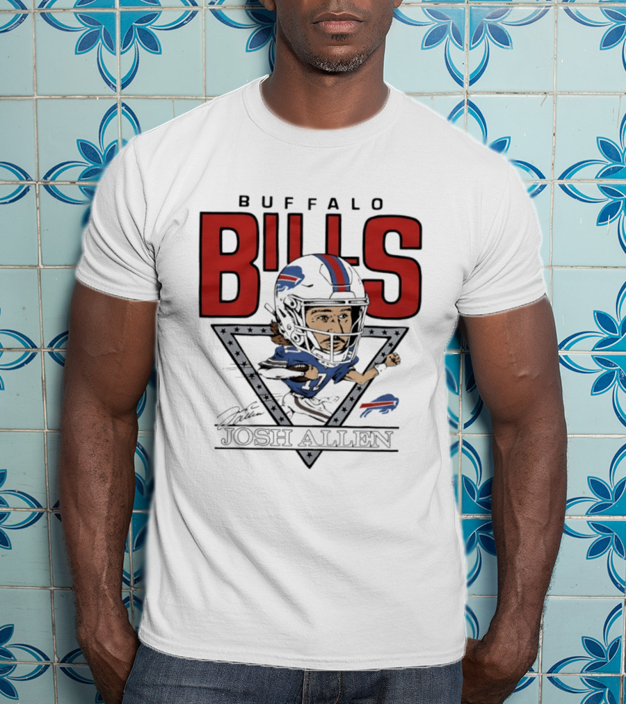 Buffalo Bills Josh Allen Football Caricature Triangle T-Shirt