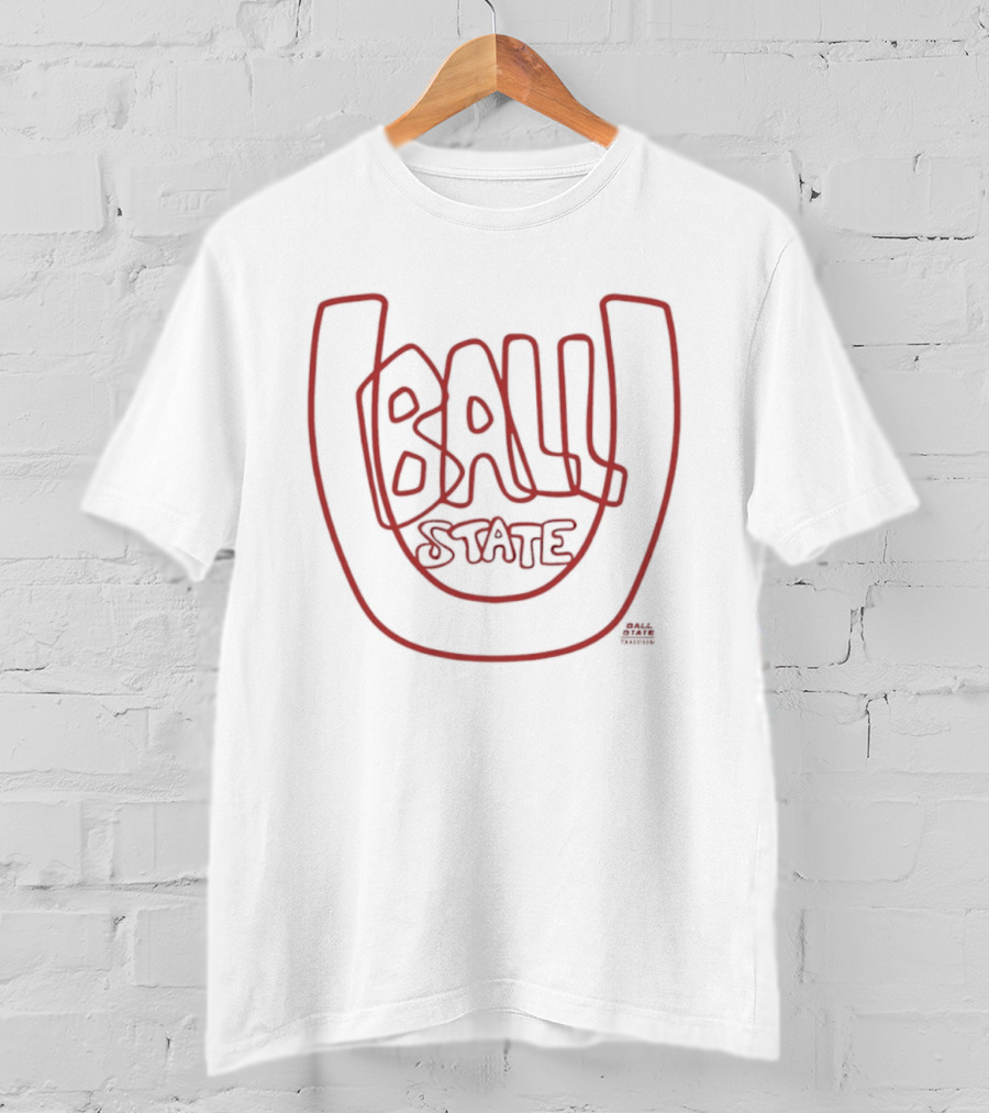 Ball State U Bold Red Text Inside Horseshoe T-Shirt