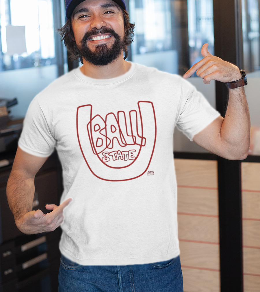 Ball State U Bold Red Text Inside Horseshoe T-Shirt
