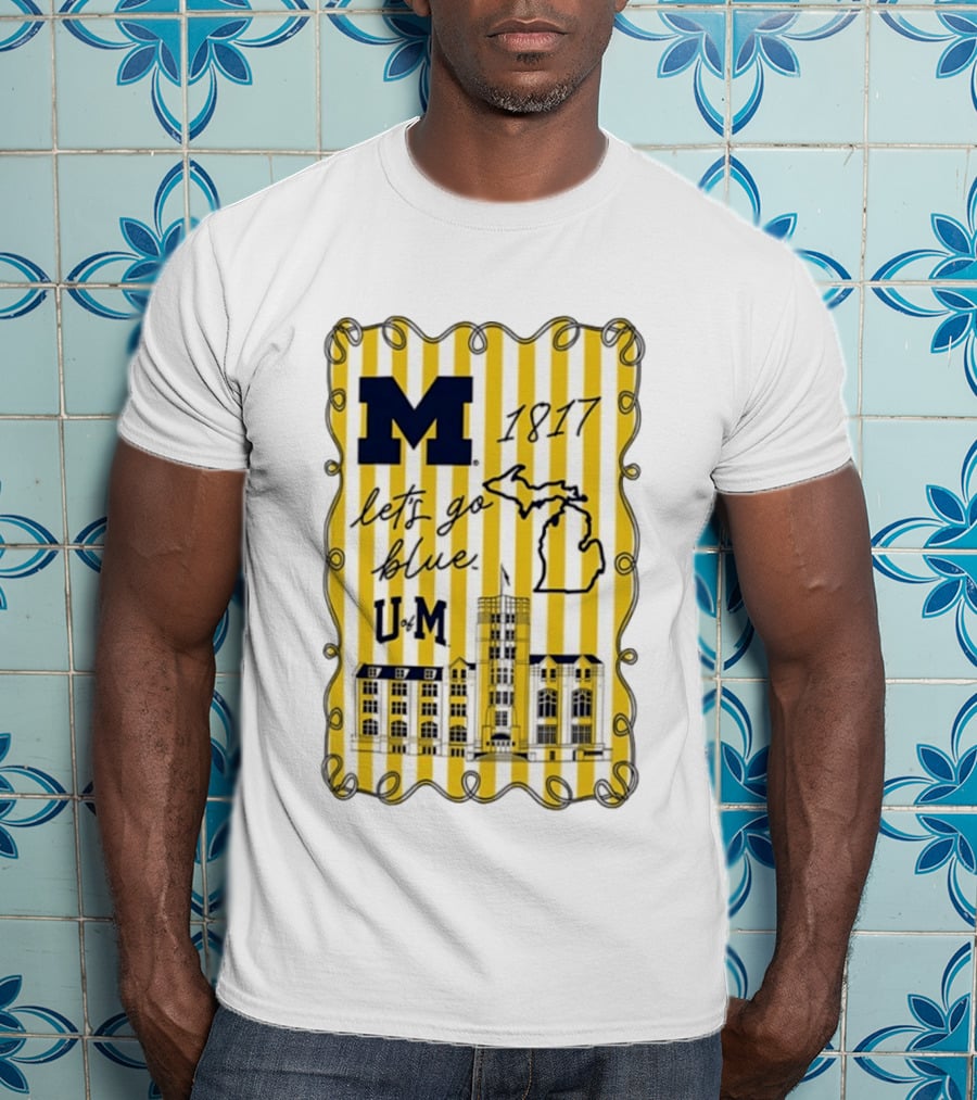 Michigan Wolverines M 1817 Let's Go Blue U Of M Campus Map T-Shirt