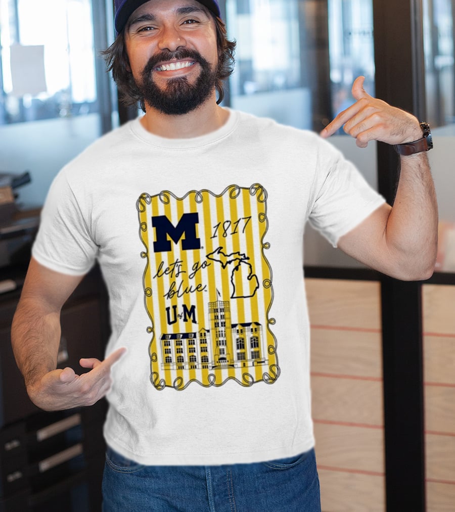 Michigan Wolverines M 1817 Let's Go Blue U Of M Campus Map T-Shirt