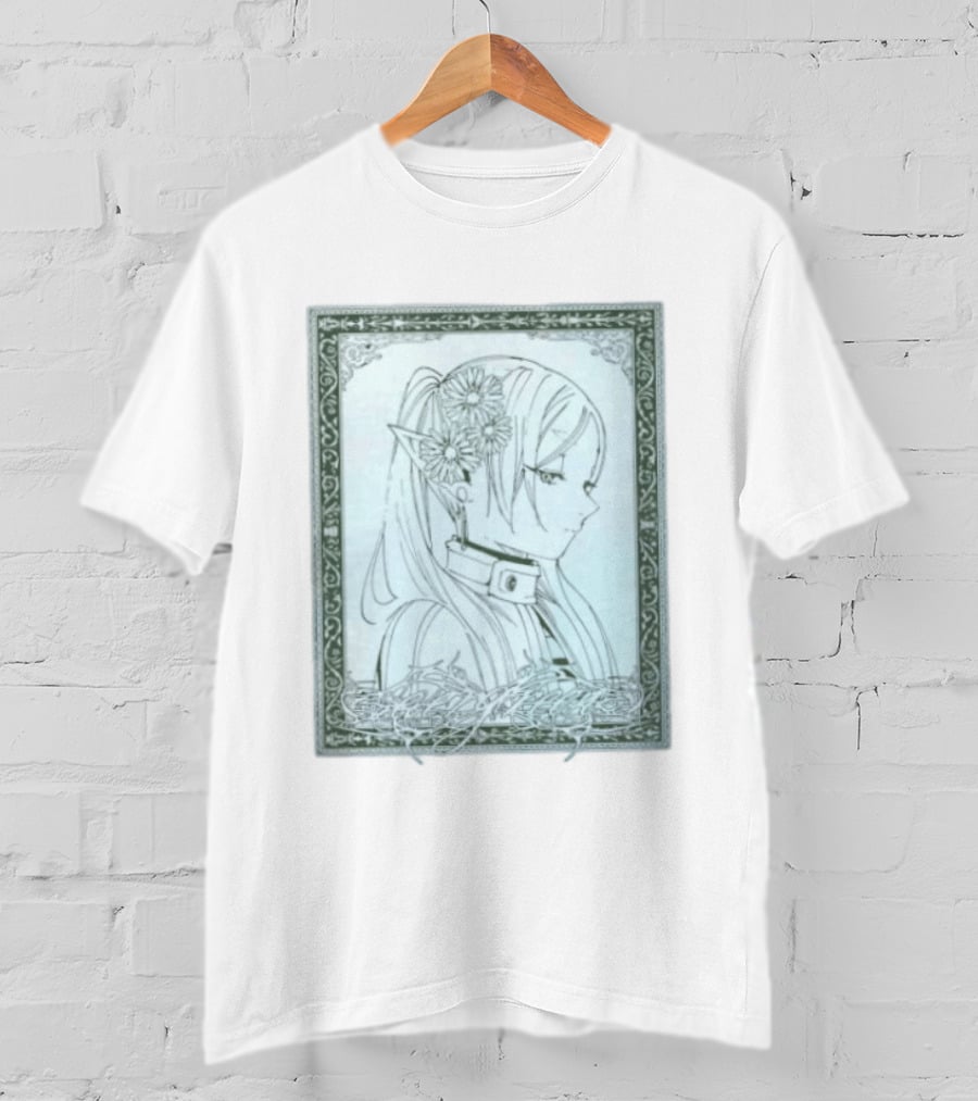 Frieren Evergreen Elf Girl Floral Fantasy Art Nouveau T-Shirt