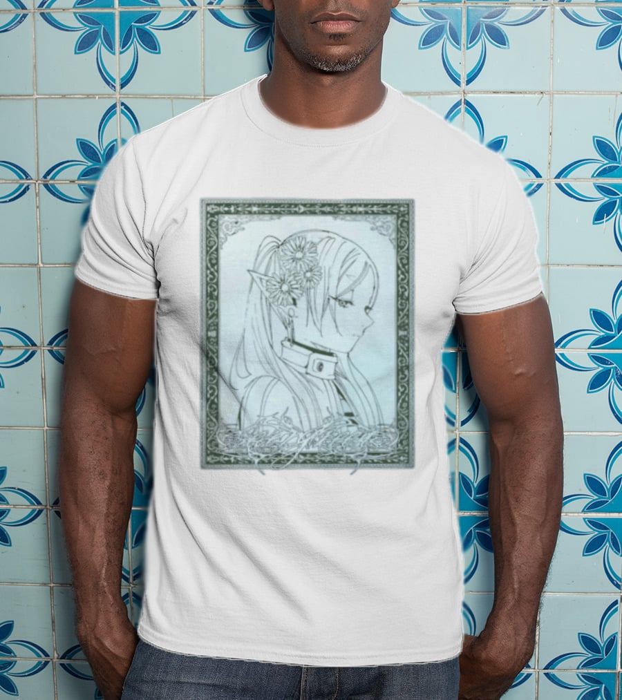 Frieren Evergreen Elf Girl Floral Fantasy Art Nouveau T-Shirt