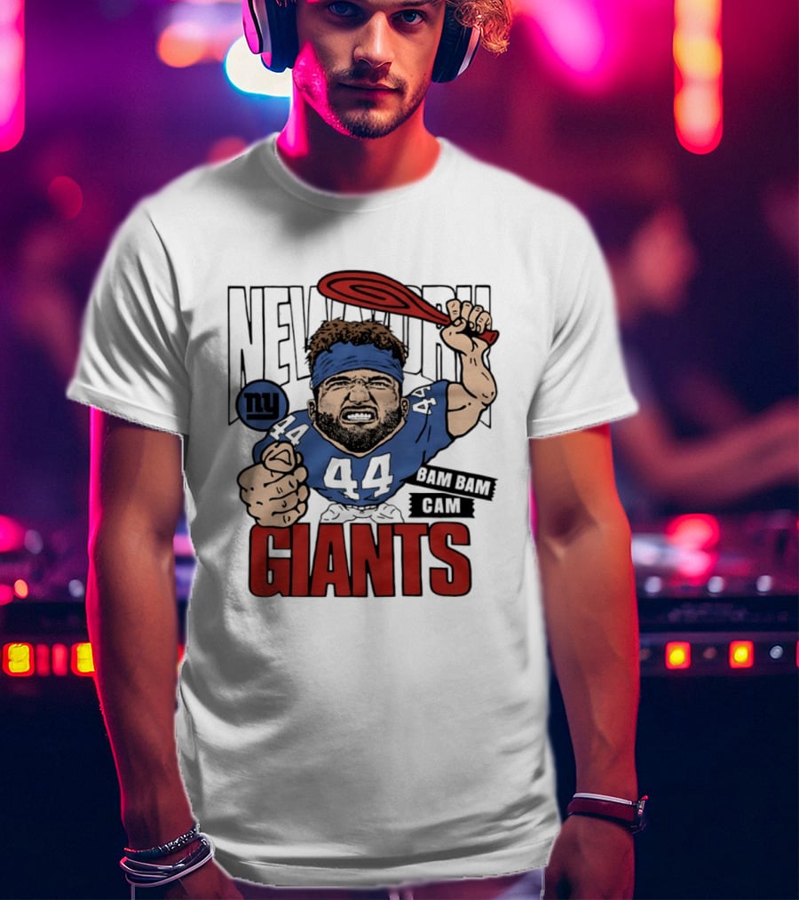 New York Giants Bam Bam Cam 44 Caricature Football ан T-Shirt