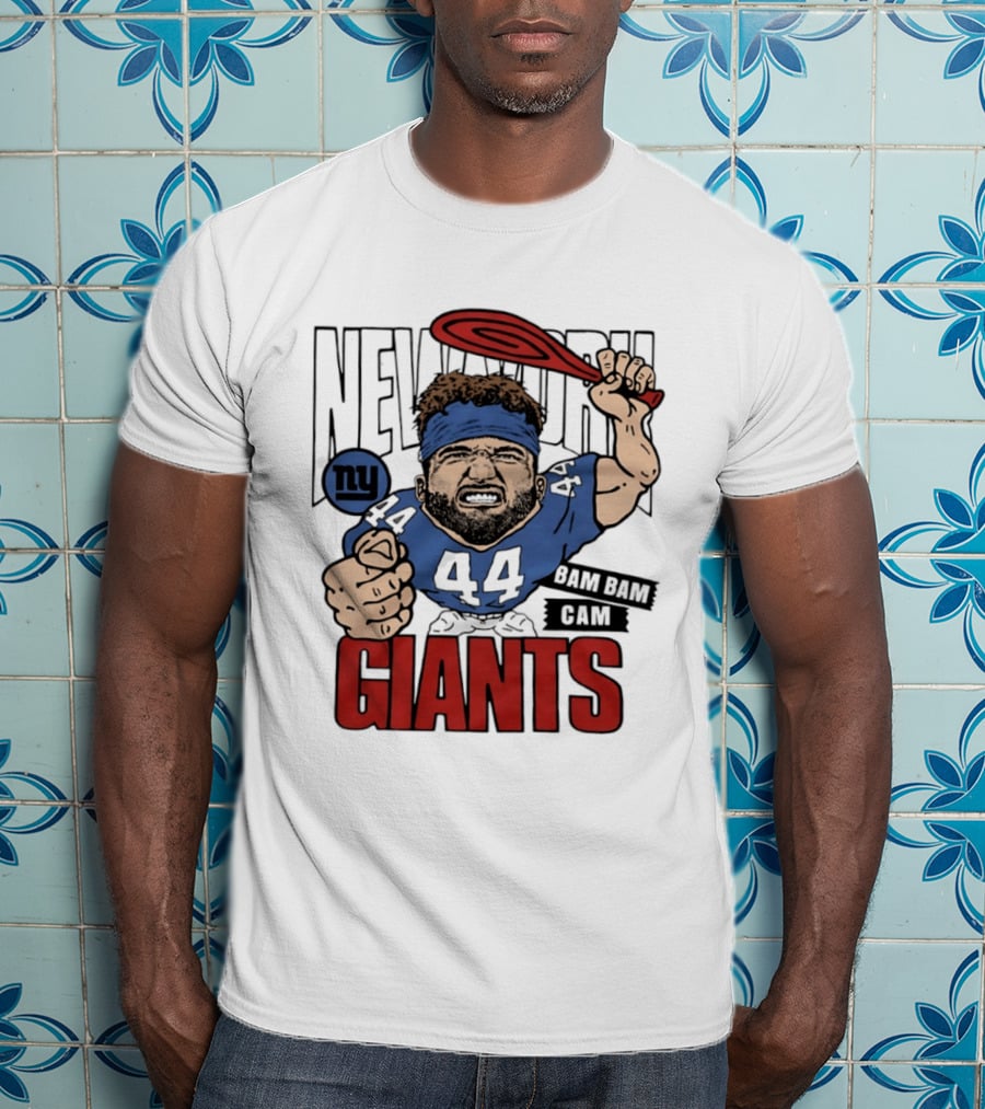 New York Giants Bam Bam Cam 44 Caricature Football ан T-Shirt